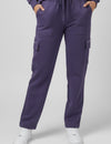 Plus Size Winters Cozy Fleece Cargo Pants For Women - Lavender