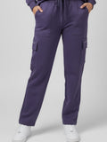 Plus Size Winters Cozy Fleece Cargo Pants For Women - Lavender