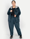 Winter Cotton Velvet Tracksuit For Women - Peacock Blue