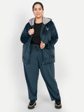 Stylish Peacock Blue Cotton Winter Velvet Tracksuit For Women Online In India