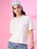 Solid Cotton Boxy Fit T-Shirt for Women