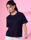 Cupid Woman Basic Cotton Tees -Navy Blue