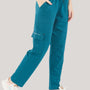 Plus Size Winters Cozy Fleece Cargo Pants For Women - Teal