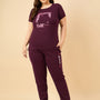 Cotton Nightsuit For Women - Pyjama Set -Wine