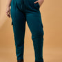 Plus Size Winters Cozy Fleece Cargo Pants For Women - Teal Blue