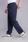 Jinxer Men Straight Fit Cargo Cotton Casual Pants - Navy Blue