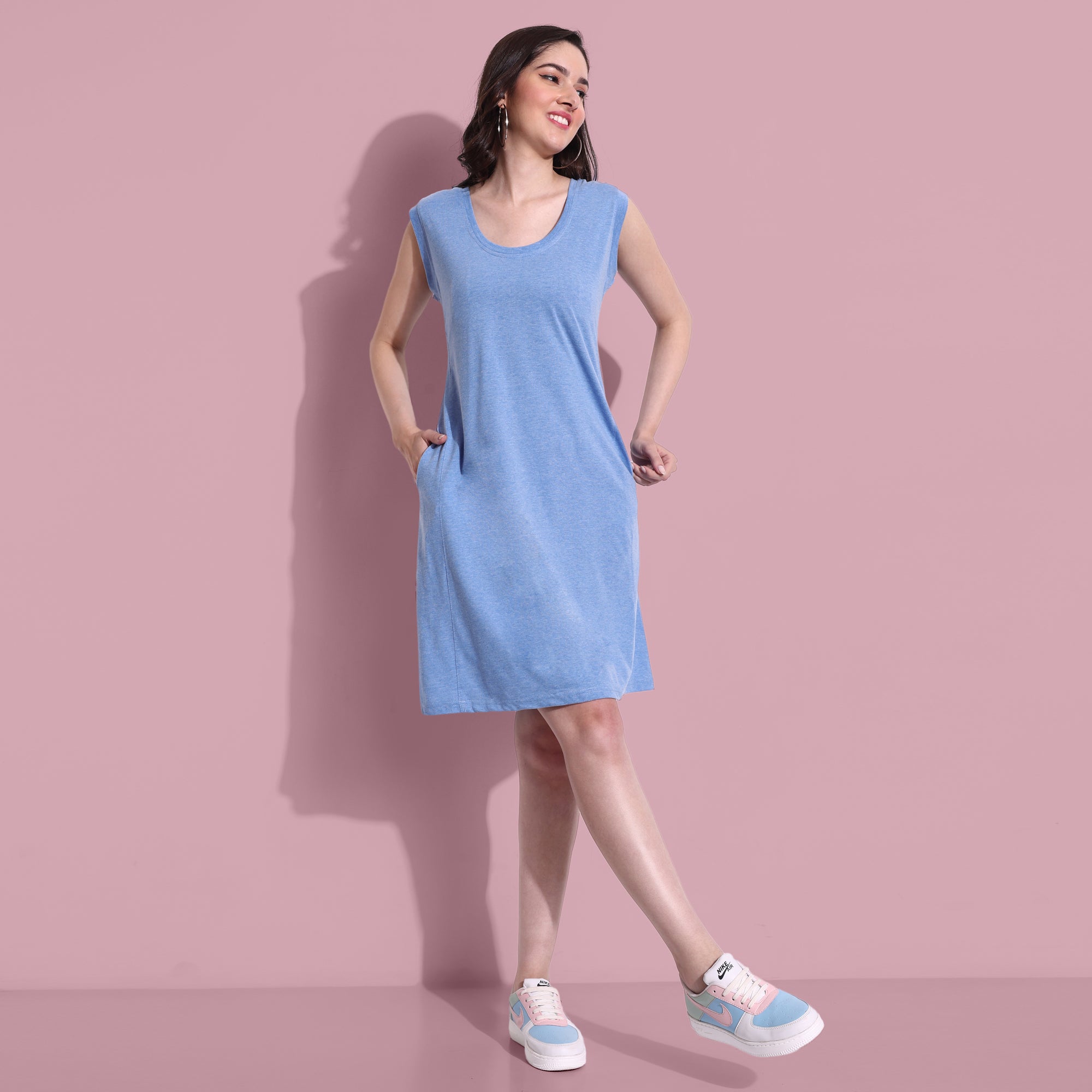 Shop Online Bodycon Dress Blue Sleeveless Denim Bodycon Dress Midi Dress  And Get Huge Discount on Your Online Shopping – Lady India