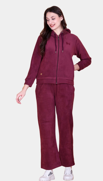 Winters Ultra Warm Fleece Tracksuit Set -Cherry Blossom