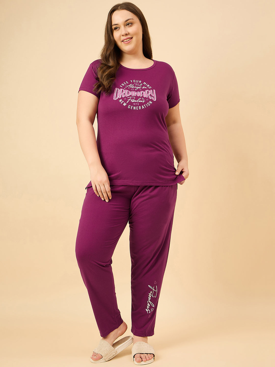 Cotton Nightsuit For Women - Pyjama Set -Purple