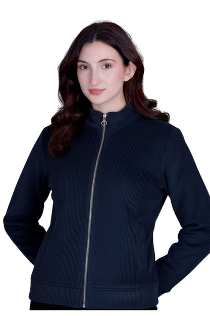 Women’s Winter Fleece Zip-Up Jacket (Stand Collar)