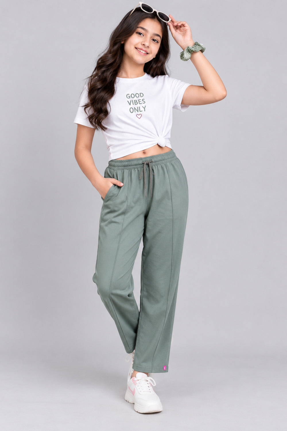 Girls' Relaxed Fit Cotton Track Pants for 11–14 Years