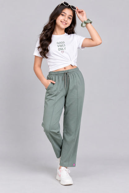 Girls' Relaxed Fit Cotton Track Pants for 11–14 Years