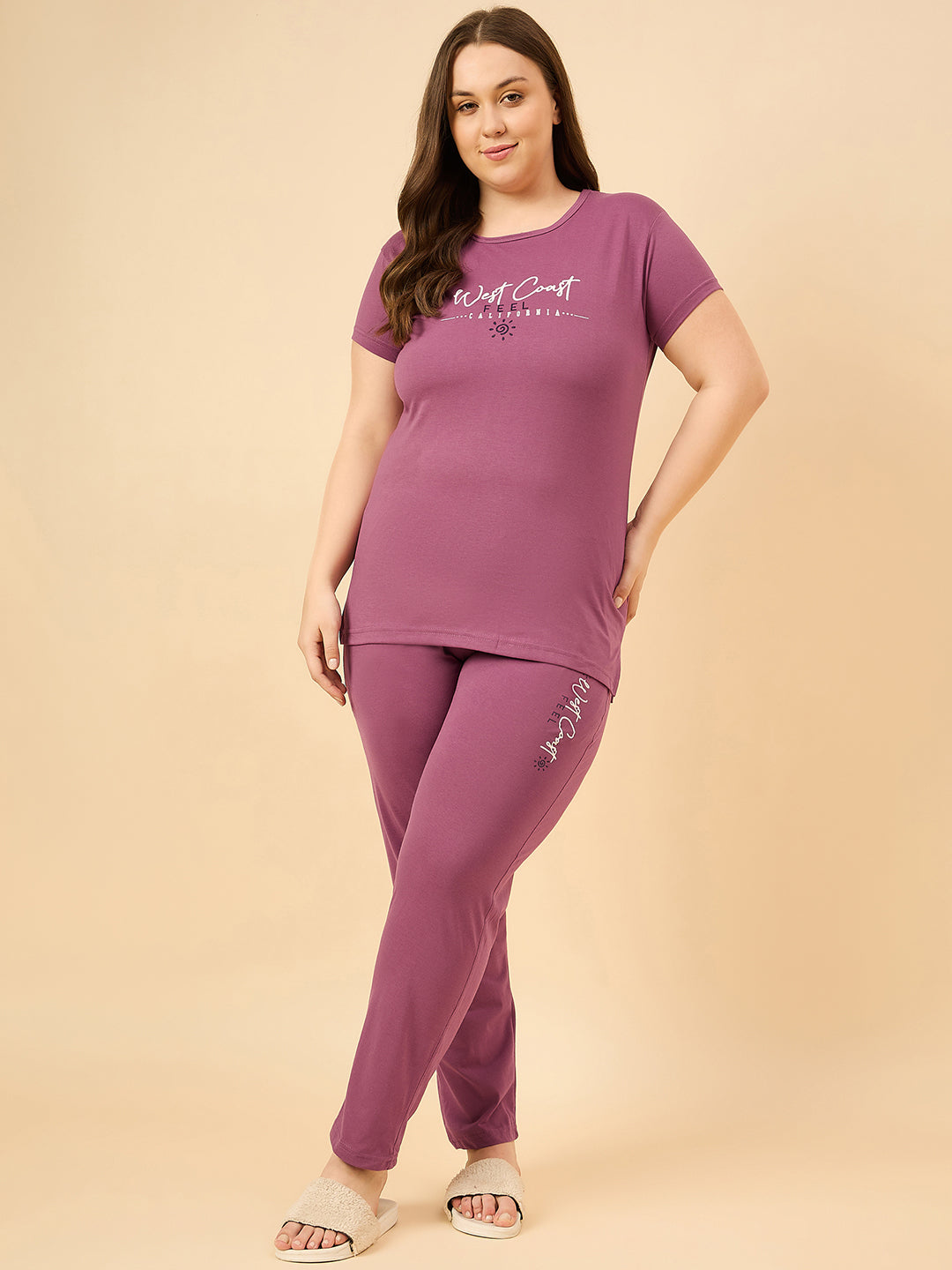 Cotton Nightsuit For Women - Pyjama Set -Mauve