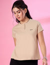 Cotton Casual T-shirts For Summers- Sepia (Available  In Plus Sizes)