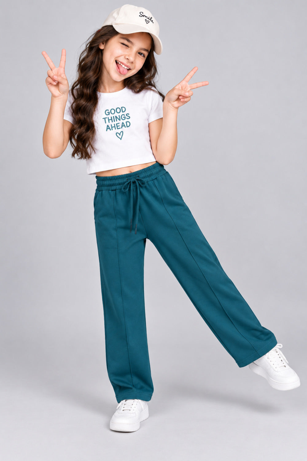 Girls' Relaxed Fit Cotton Track Pants for 11–14 Years