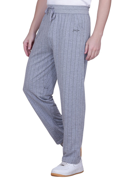 Jinxer Men’s Black Striped Straight-Fit Cotton Trackpant-Grey