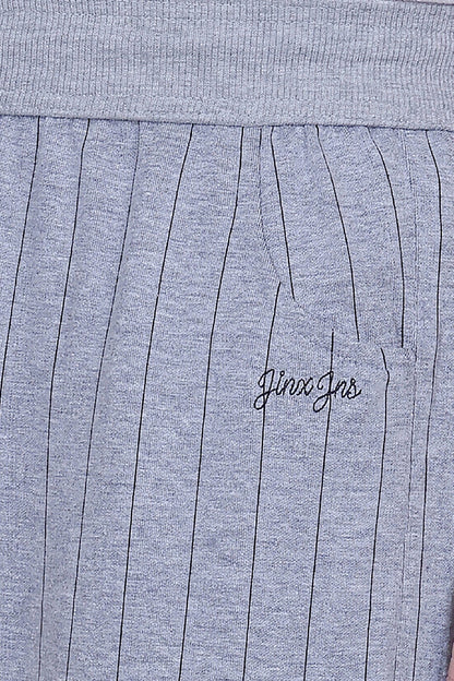 Jinxer Men’s Black Striped Straight-Fit Cotton Trackpant-Grey