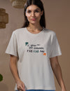 Women Textured Cotton Relaxed  Fit T-Shirt: Beige