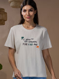 Women Textured Cotton Relaxed  Fit T-Shirt: Beige