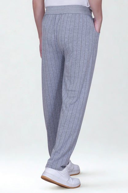 Jinxer Men’s Black Striped Straight-Fit Cotton Trackpant-Grey