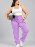 High Rise Cotton Straight Lavender Trackpant