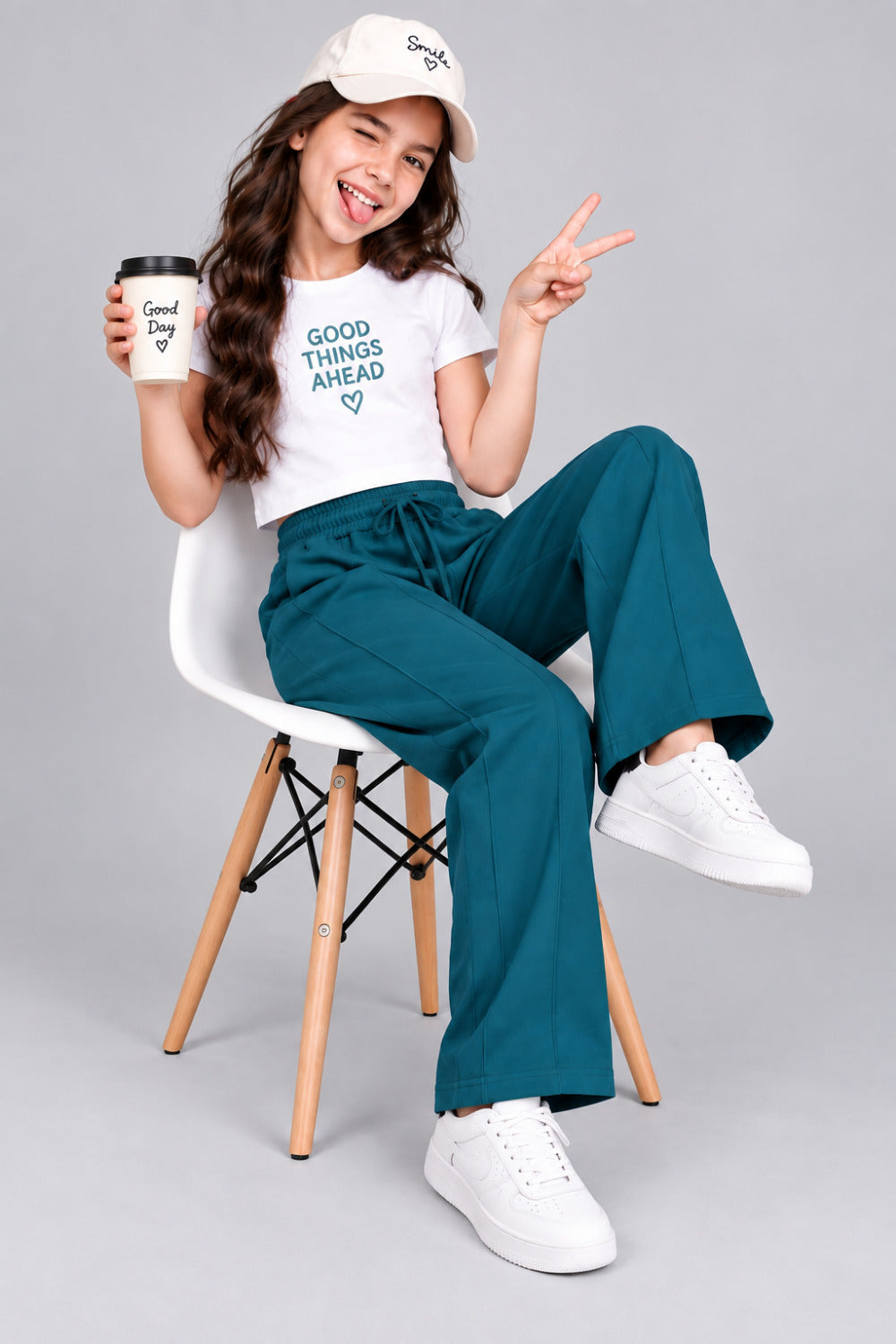 Girls' Relaxed Fit Cotton Track Pants for 11–14 Years