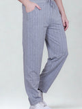 Jinxer Men’s Black Striped Straight-Fit Cotton Trackpant-Grey