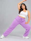 High Rise Cotton Straight Lavender Trackpant