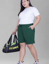 Women's High-Waisted Design Drawstring Waist Blended Regular Fit Shorts- Bottle Green