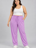 High Rise Cotton Straight Lavender Trackpant