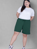 Plus Size Cotton Shorts For Women - Plain Bermuda Combo (Grey/Bottle)