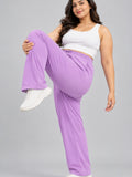 High Rise Cotton Straight Lavender Trackpant