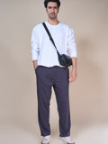Jinxer Men Side Striped wide leg Fit Trackpants Dark Grey