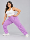 High Rise Cotton Straight Lavender Trackpant