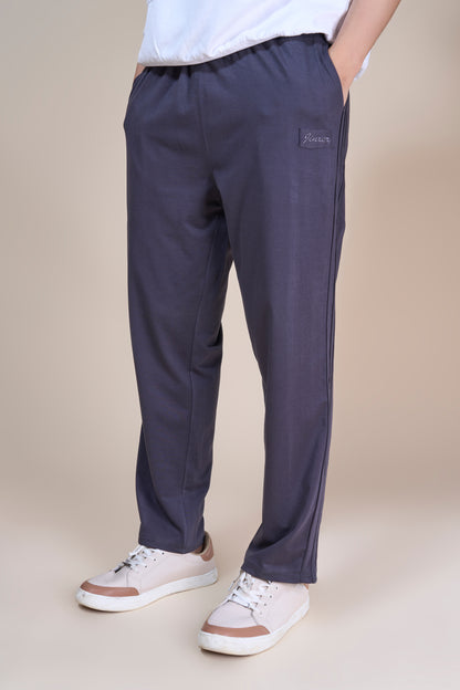 Jinxer Men Side Striped wide leg Fit Trackpants Dark Grey