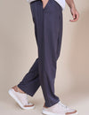 Jinxer Men Side Striped wide leg Fit Trackpants Dark Grey