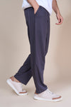 Jinxer Men Side Striped wide leg Fit Trackpants Dark Grey