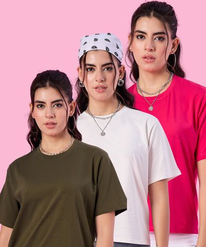 Buy Oversized T-shirts For Women (Pack of 3) Online In India