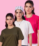 Cupid Cotton Oversize Fit Tshirtsfor Women & Girls (Combo of 3)