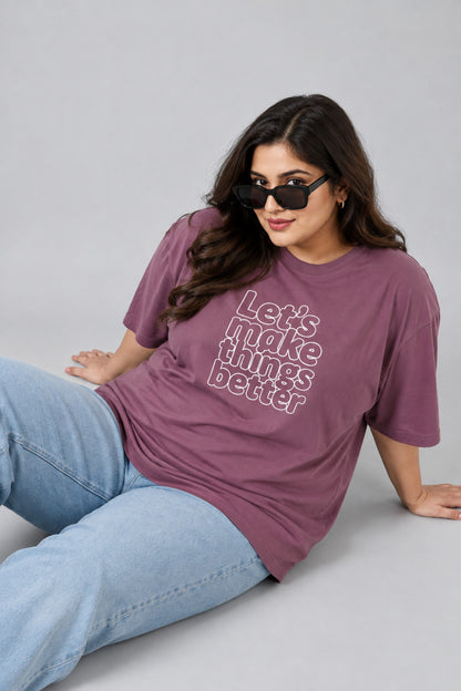 Cupid Woman Basic Printed Cotton Tees In Plus Sizes