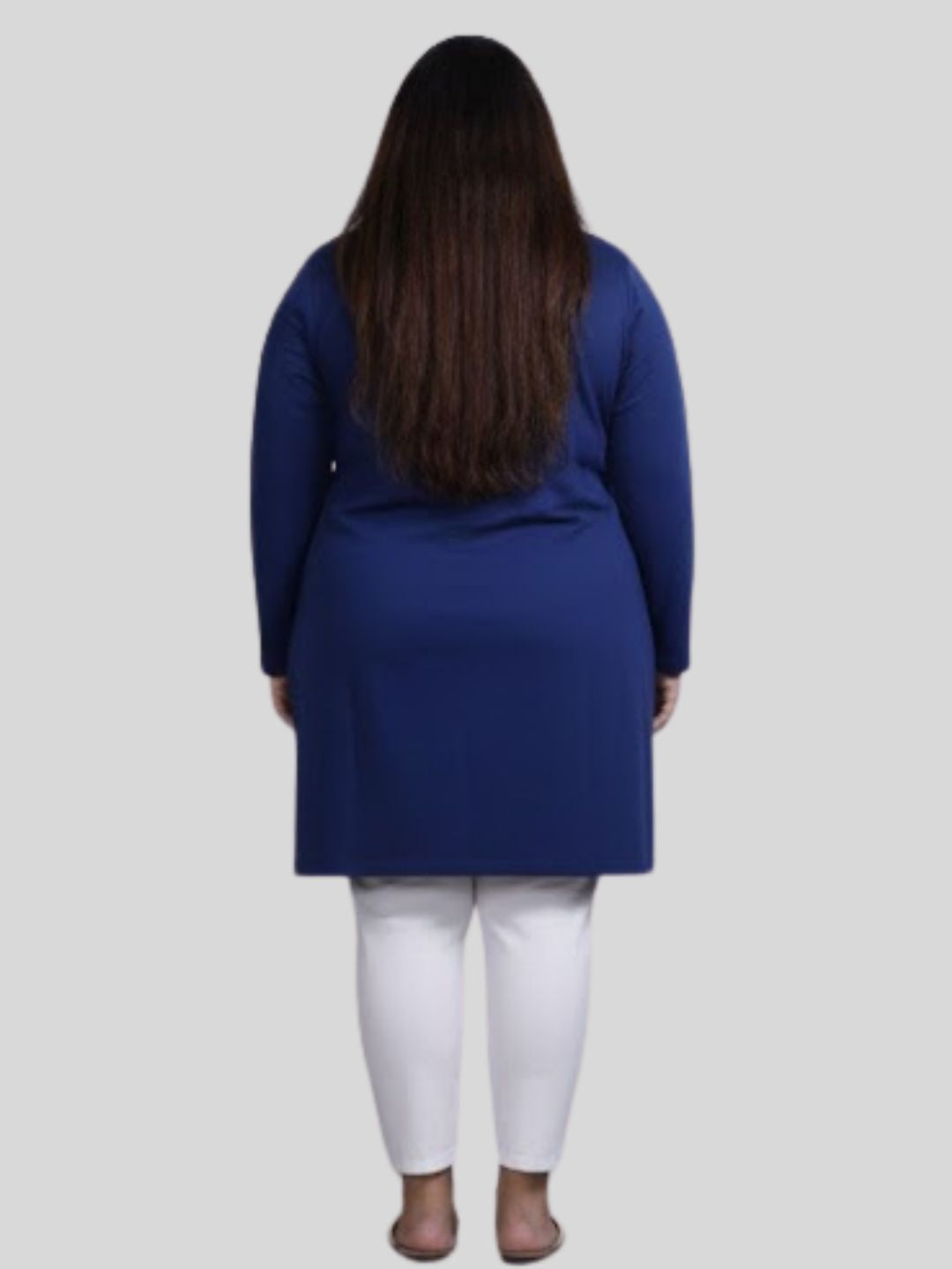 Plus Size Full Sleeves Long Top For Women -Prime Blue