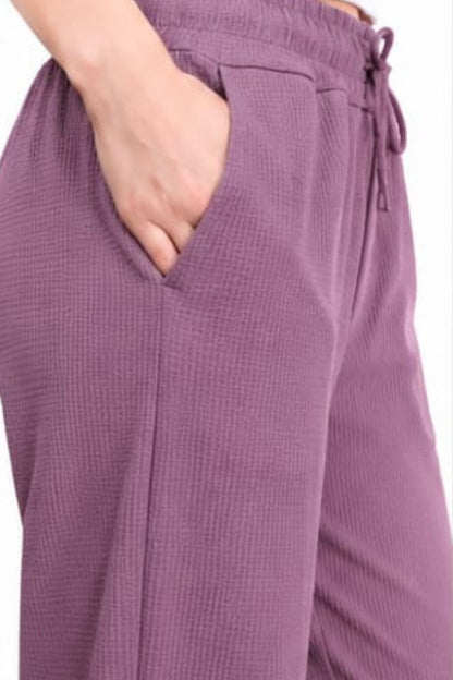 Women's High Rise Waffle Knit Track Pants-Primrose
