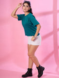 Solid Cotton Boxy Fit T-Shirt for Women