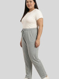 Pearl Grey Cotton Trackpants With One Side Zip Pocket
