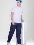 Jinxer Men’s Striped Straight-Fit Cotton Trackpant -Navy Blue