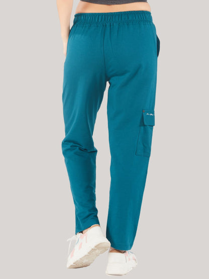 Plus Size Winters Cozy Fleece Cargo Pants For Women - Teal