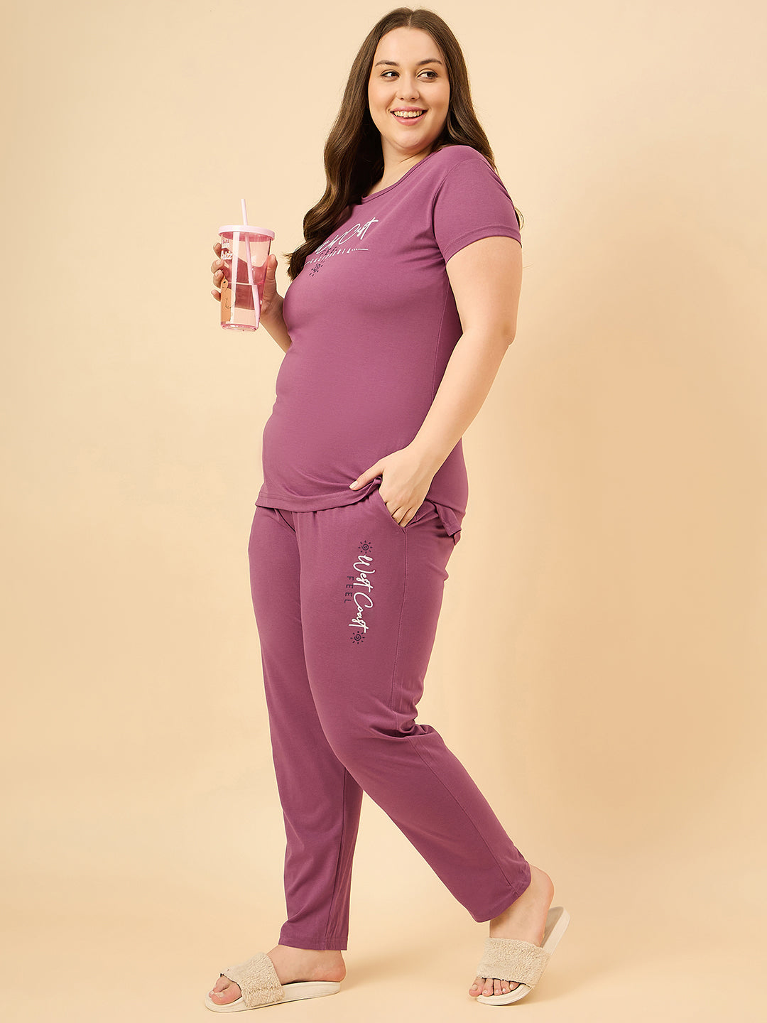 Cotton Nightsuit For Women - Pyjama Set -Mauve