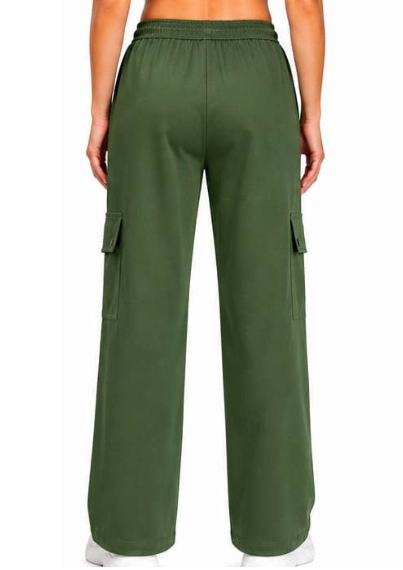 Women Smart Straight Fit Easy Wash Cargo Pants-Green