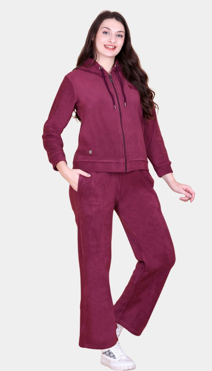 Winters Ultra Warm Fleece Tracksuit Set -Cherry Blossom