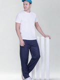 Jinxer Men’s Striped Straight-Fit Cotton Trackpant -Navy Blue